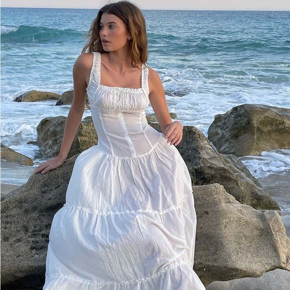 Frankie's Bikinis Dresses & Skirts - Frankie’s Bikinis Christabelle Ruffle Maxi Dress in White